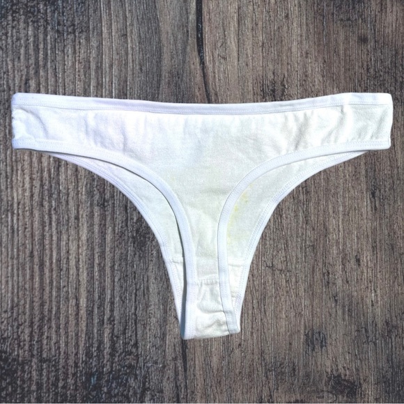 NEW Eco-dyed Leaf White Cotton Thong Panty Medium - Picture 3 of 3